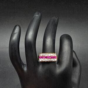 14K HGE Ruby Cocktail Ring Size 8 Gold Electroplated